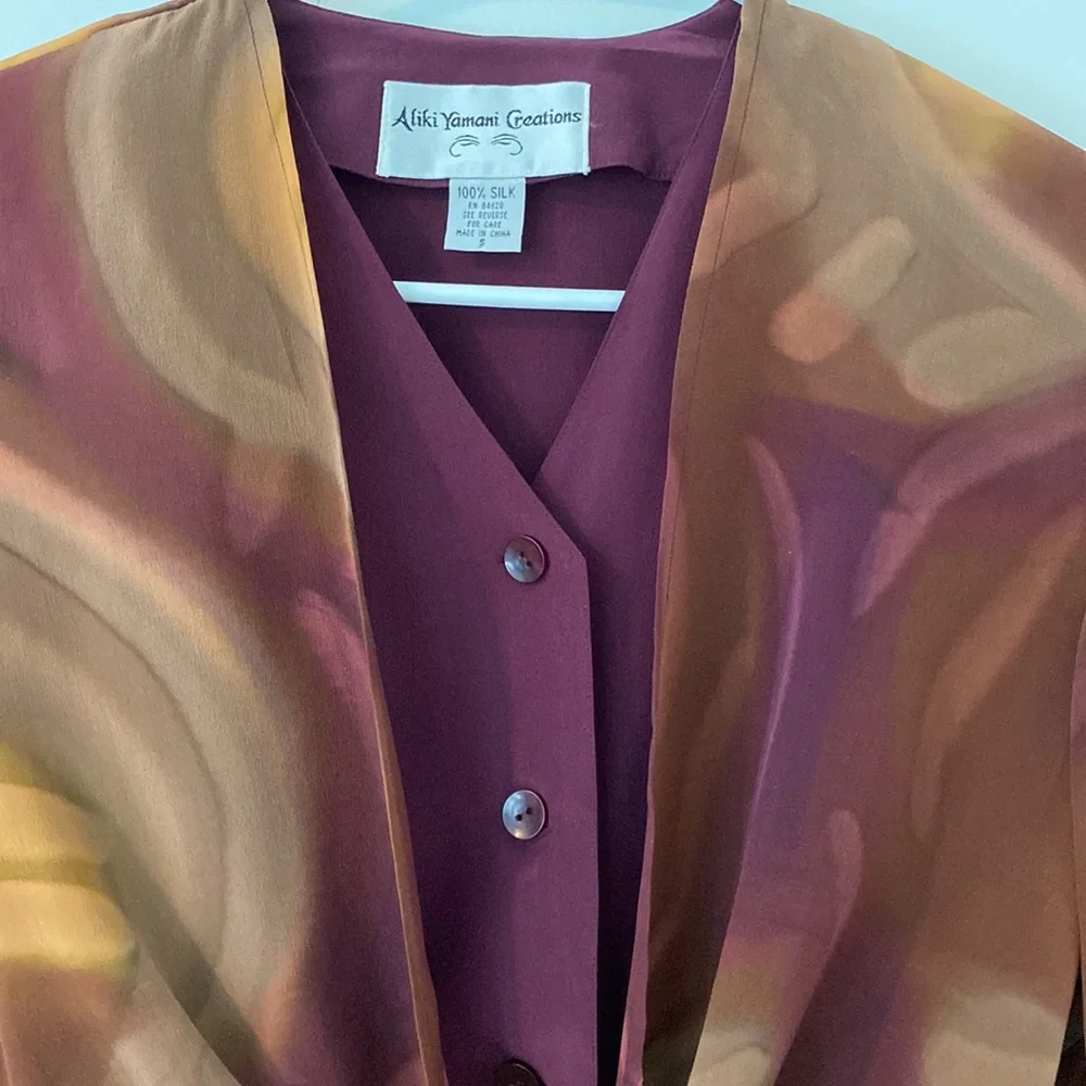 Aliki Yamani Creations 💯% Silk Blouse | Size S - Picture 2 of 6